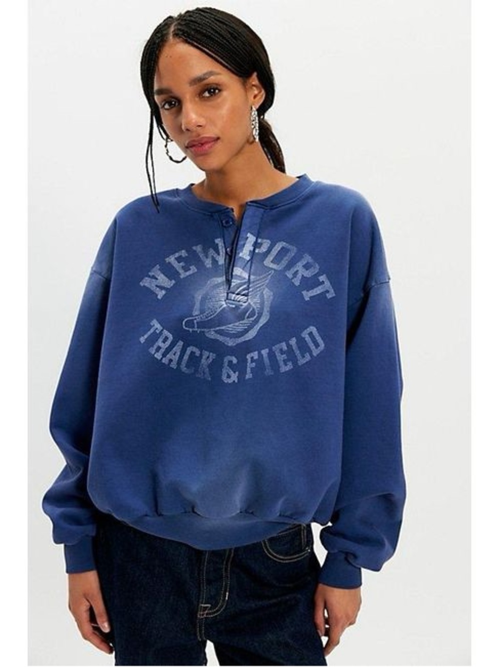 NWT! Free People Daydreamer Newport Track & Field Henley Sz L/XL